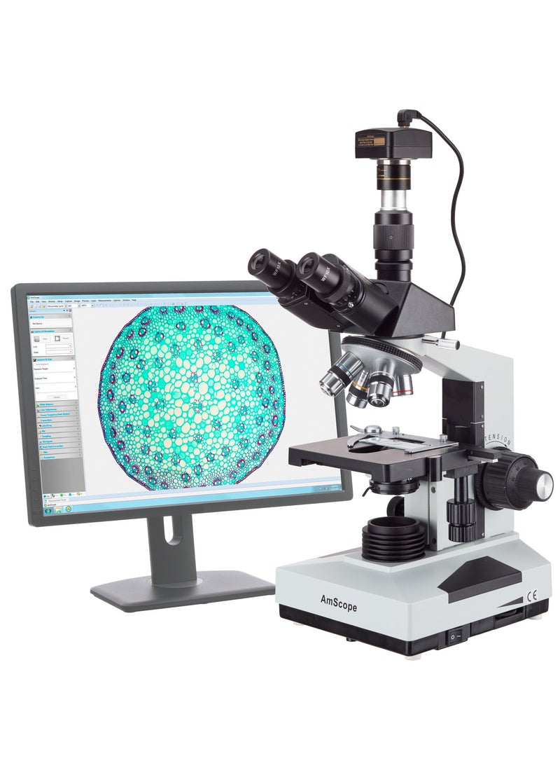 AmScope AmScope  40X2000X Lab Clinic Veterinary Trinocular Compound Microscope with 5MP Camera  T490B5M  - Image 1