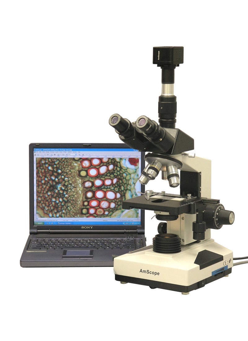 AmScope AmScope  40X2000X Lab Clinic Veterinary Trinocular Compound Microscope with 5MP Camera  T490B5M  - Image 2