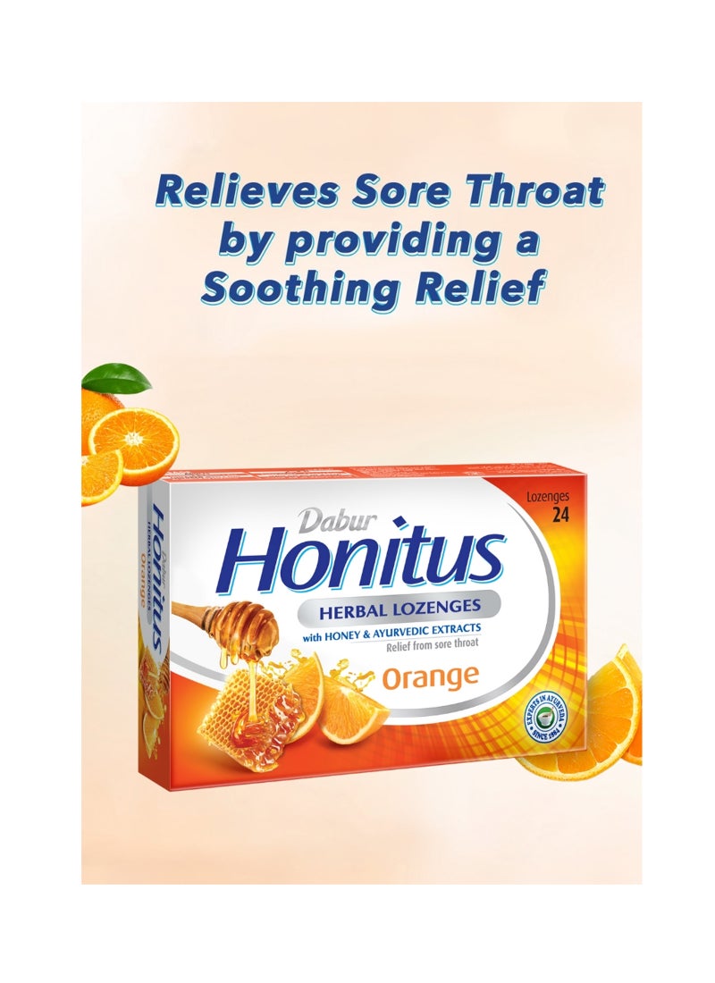 Dabur أقراص هونيترس العشبية بنكهة البرتقال | تخفيف فعال من السعال، عدوى الحلق والآلام الحلقية - Image 4