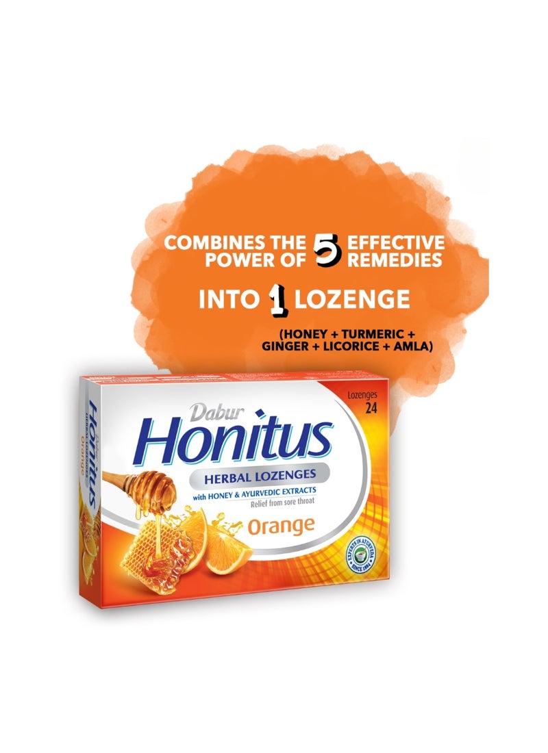 Dabur أقراص هونيترس العشبية بنكهة البرتقال | تخفيف فعال من السعال، عدوى الحلق والآلام الحلقية - Image 3