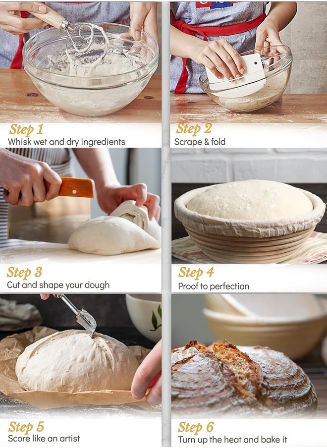 Garlo - Bread Proofing Basket, Sourdough Bread Baking Supplies, Round 9 Inch Sourdough Starter Kit, Proofing Basket for Bread Baking, Bread Making Supplies Tools, Basket Gift Set - Image 1