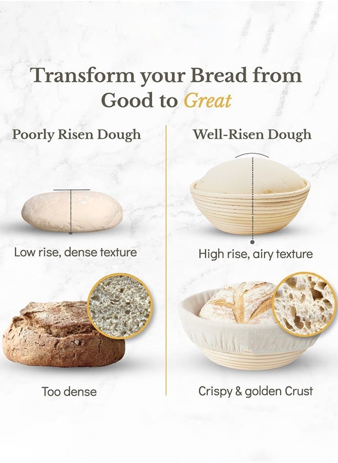 Garlo - Bread Proofing Basket, Sourdough Bread Baking Supplies, Round 9 Inch Sourdough Starter Kit, Proofing Basket for Bread Baking, Bread Making Supplies Tools, Basket Gift Set - Image 1