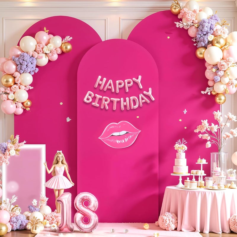 Suppromo Hot Pink Arch Cover 3 Set - 4FT, 5FT, 6FT Arch Backdrop Cover Spandex Fitted Wedding Arch Stand Covers for Baby Shower Girls Birthday Party Wedding Bridal Shower Banquet Photo Background Decorations - Image 2