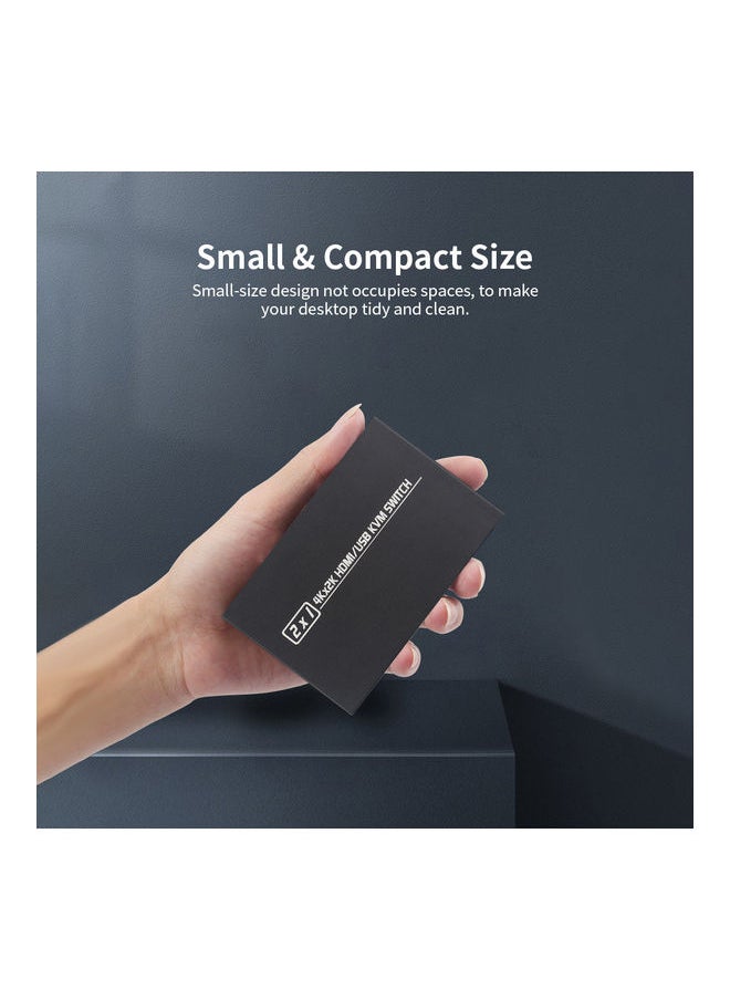 نيبمينينت - سويتش KVM بمنفذين HDMI/USB بدقة 2K*4K عالية الوضوح 2 في 1 ومضيفين كمبيوتر يتشاركان مع مجموعةٍ من الشاشة ولوحة المفاتيح والماوس طراز Am-Kvm 201cl أيموس أسود - Image 1