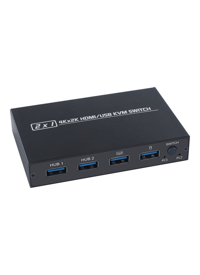 نيبمينينت - سويتش KVM بمنفذين HDMI/USB بدقة 2K*4K عالية الوضوح 2 في 1 ومضيفين كمبيوتر يتشاركان مع مجموعةٍ من الشاشة ولوحة المفاتيح والماوس طراز Am-Kvm 201cl أيموس أسود - Image 1