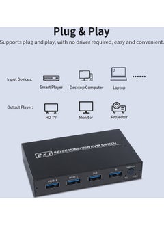 نيبمينينت سويتش KVM بمنفذين HDMI/USB بدقة 2K*4K عالية الوضوح 2 في 1 ومضيفين كمبيوتر يتشاركان مع مجموعةٍ من الشاشة ولوحة المفاتيح والماوس طراز Am-Kvm 201cl أيموس أسود  - Image 5