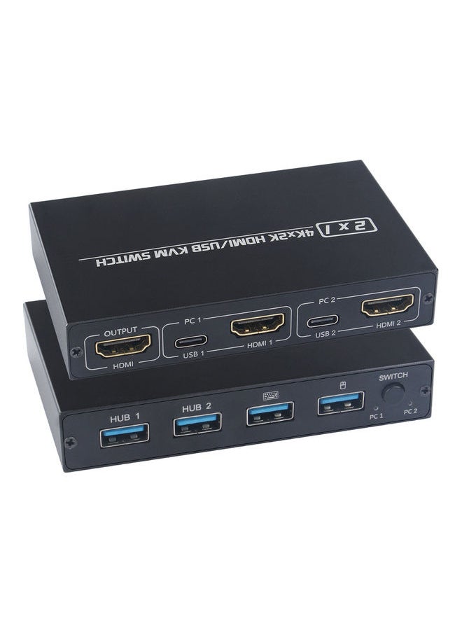 نيبمينينت - سويتش KVM بمنفذين HDMI/USB بدقة 2K*4K عالية الوضوح 2 في 1 ومضيفين كمبيوتر يتشاركان مع مجموعةٍ من الشاشة ولوحة المفاتيح والماوس طراز Am-Kvm 201cl أيموس أسود - Image 1