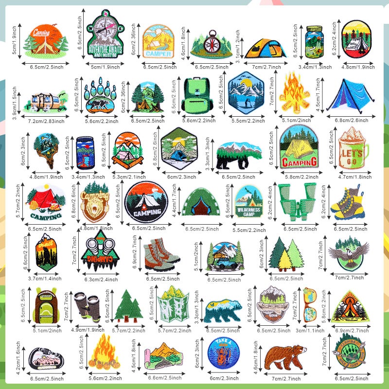 Hotop 48 Pcs Camping Theme Iron on Patches Adventure Outdoor Mountain Backpacking Sew on Patches Hiking Embroidered Applique for Jeans Jackets Clothes Backpack Cap DIY Crafts Sew Making - Image 2