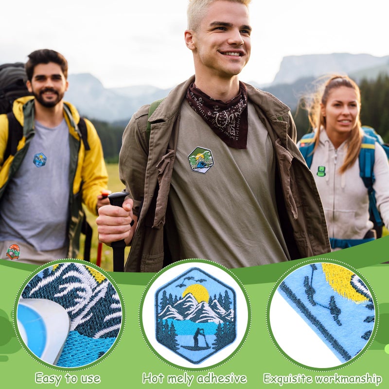 Hotop 48 Pcs Camping Theme Iron on Patches Adventure Outdoor Mountain Backpacking Sew on Patches Hiking Embroidered Applique for Jeans Jackets Clothes Backpack Cap DIY Crafts Sew Making - Image 4