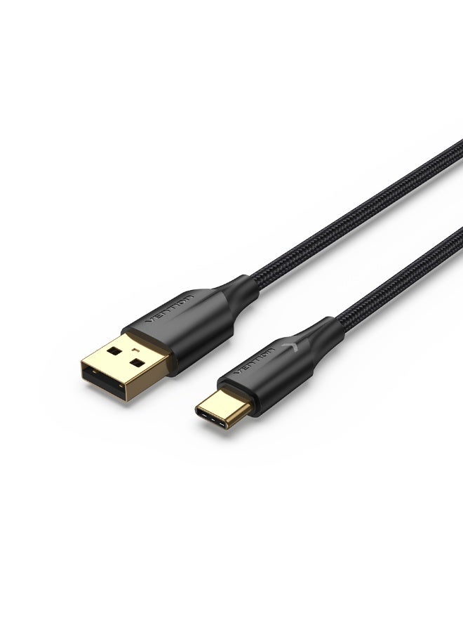 VENTION Nylon Braided USB 2.0 A Male to C Male 3A Cable 2.0M Black LED Type Model# CTFBF-SCB - Image 2