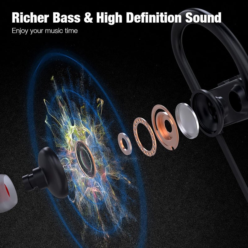 Boean Headphones for Sport, HD Bass+ Sound Wireless Headphones with IPX7 Waterproof Bluetooth V5.3 Running Headphones with 15H Playtime, Sound Isolation Headphones - Image 3