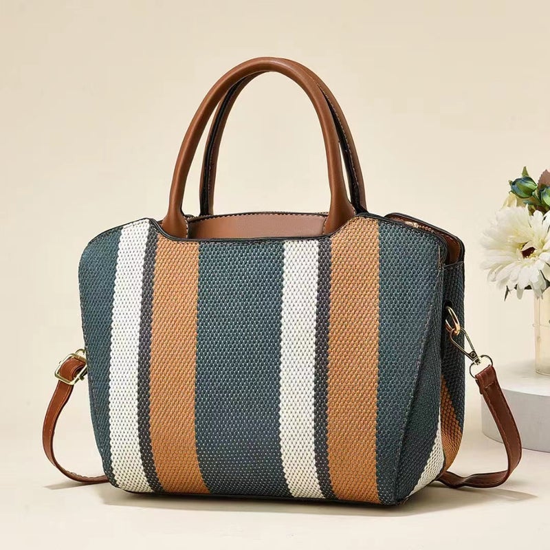 New Contrast Canvas Large Capacity Bag Retro Fashion Handbag High-End All-Match Commuter Tote Bag - Image 5