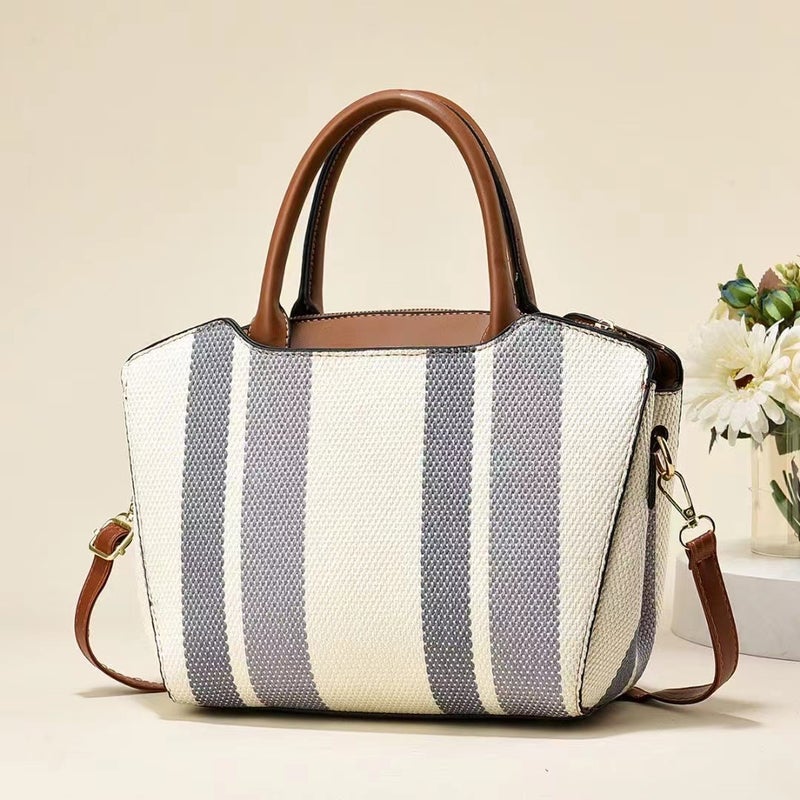New Contrast Canvas Large Capacity Bag Retro Fashion Handbag High-End All-Match Commuter Tote Bag - Image 1