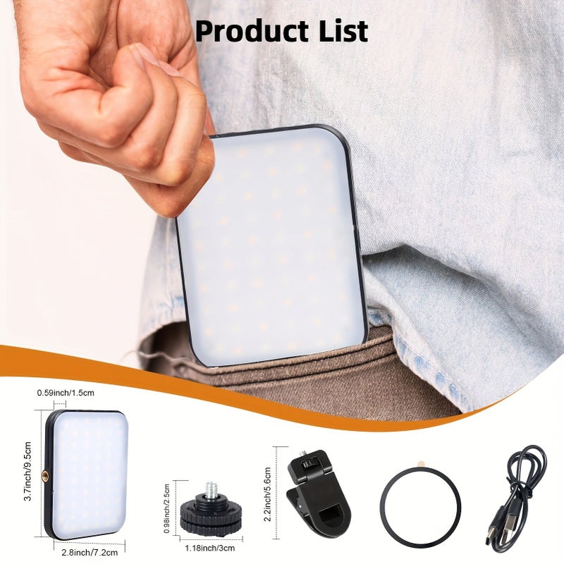 ضوء سيلفي زومي الأسود المغناطيسي بـ 3 أوضاع، إضاءة LED قابلة لإعادة الشحن عبر USB لتصوير الهاتف - Image 3