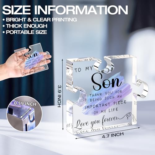 Cituarko Acrylic Puzzle Plaque - Warm Words for My Son - Mom & Dad's Gift for Christmas, Fathers Day, Graduation, Wedding, Birthday - Image 2