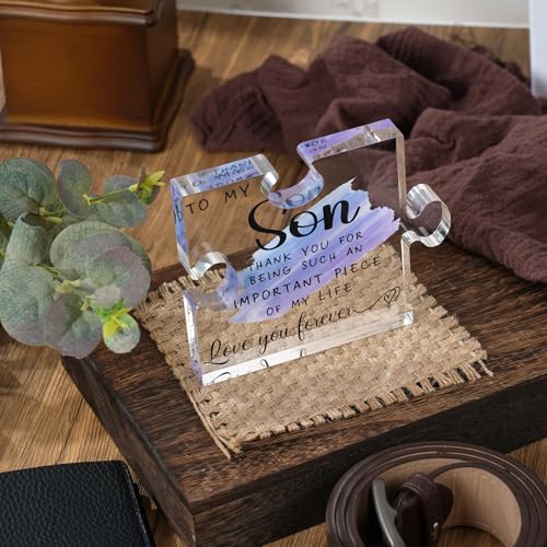 Cituarko Acrylic Puzzle Plaque - Warm Words for My Son - Mom & Dad's Gift for Christmas, Fathers Day, Graduation, Wedding, Birthday - Image 3