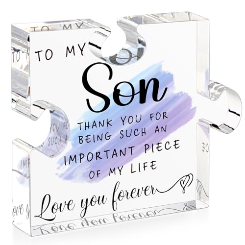 Cituarko Acrylic Puzzle Plaque - Warm Words for My Son - Mom & Dad's Gift for Christmas, Fathers Day, Graduation, Wedding, Birthday - Image 1