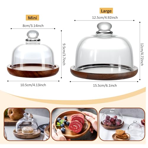 MKLZ Mini Glass Butter Dish with Lid, Clear Domed Cheese Dish with Handle, Individual Serving Small Butter Tray with Cover, Round Cute Dessert Serving Bowl for Table, Kitchen Countertop, Refrigerator - Image 3