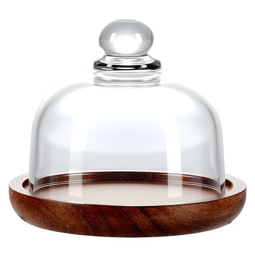 MKLZ Mini Glass Butter Dish with Lid, Clear Domed Cheese Dish with Handle, Individual Serving Small Butter Tray with Cover, Round Cute Dessert Serving Bowl for Table, Kitchen Countertop, Refrigerator - Image 1