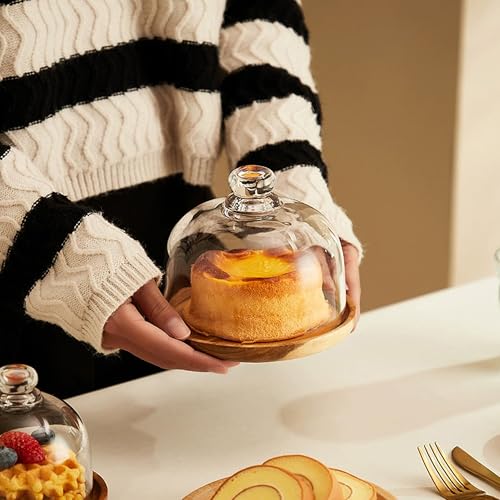 MKLZ Mini Glass Butter Dish with Lid, Clear Domed Cheese Dish with Handle, Individual Serving Small Butter Tray with Cover, Round Cute Dessert Serving Bowl for Table, Kitchen Countertop, Refrigerator - Image 5