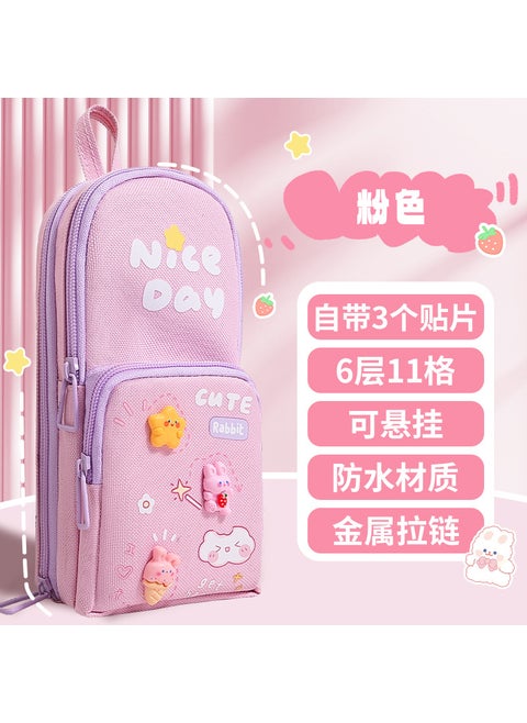 Cute Panda Pencil Case Large CapacityJ002 Patch Pink-Upgrade 6 Layer 11 J002 Patch Pink-Upgrade 6 Layer 11
