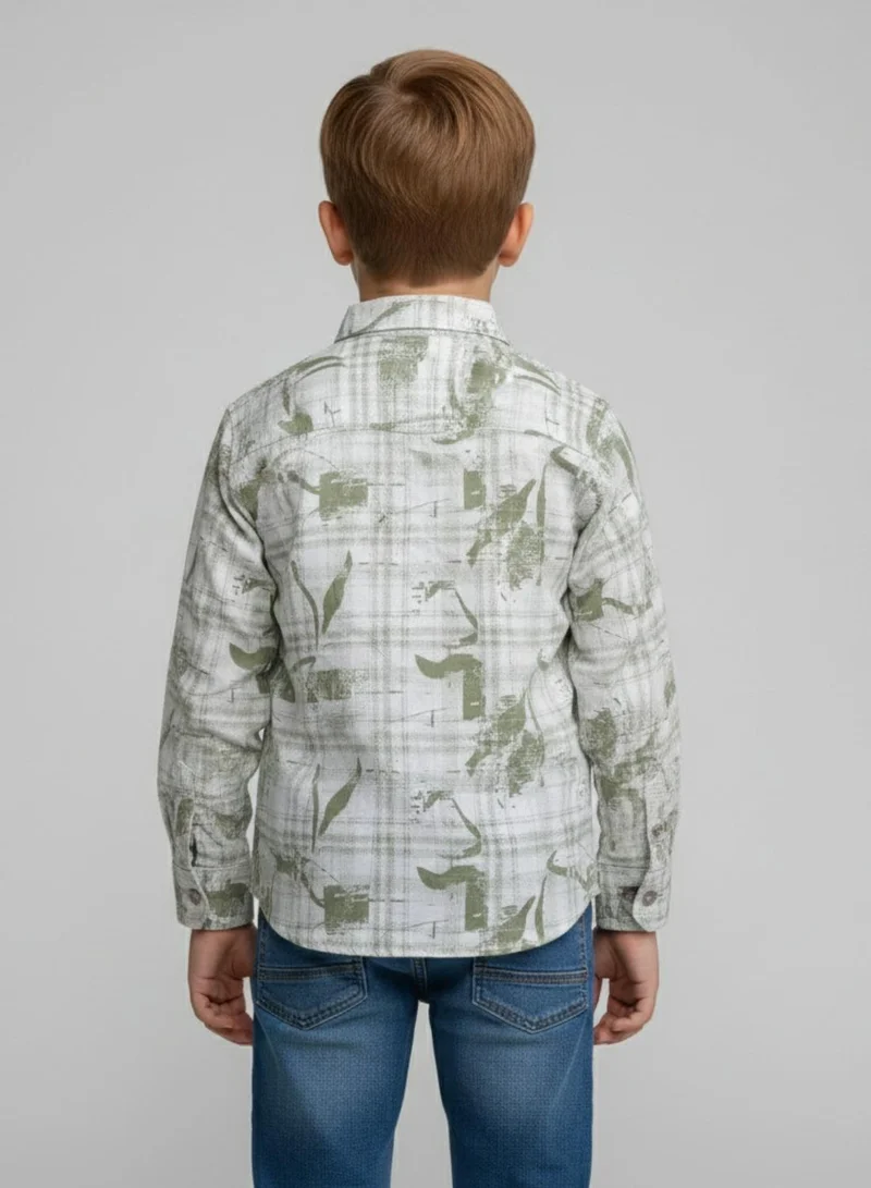 babyqlo Boys Olive Abstract Printed Casual Shirt