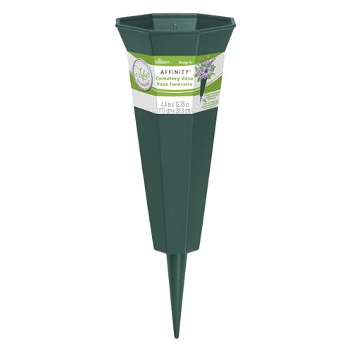 FloraCraft Affinity Plastic Cemetery Vase with Permanent Spike 4.4 inch x 12.75 inch Green - Image 1