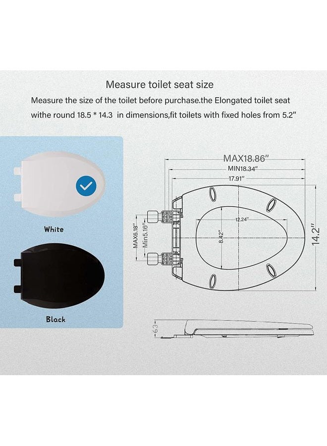JINGZE Elongated Toilet Seat Adult/Child,Built-In Potty Training Seat, Soft Quiet Close Non-Slip Seat, Easy to Install & Clean,Magnetic Kids Seat and Cover for Elongated Oval Toilets,White - Image 3