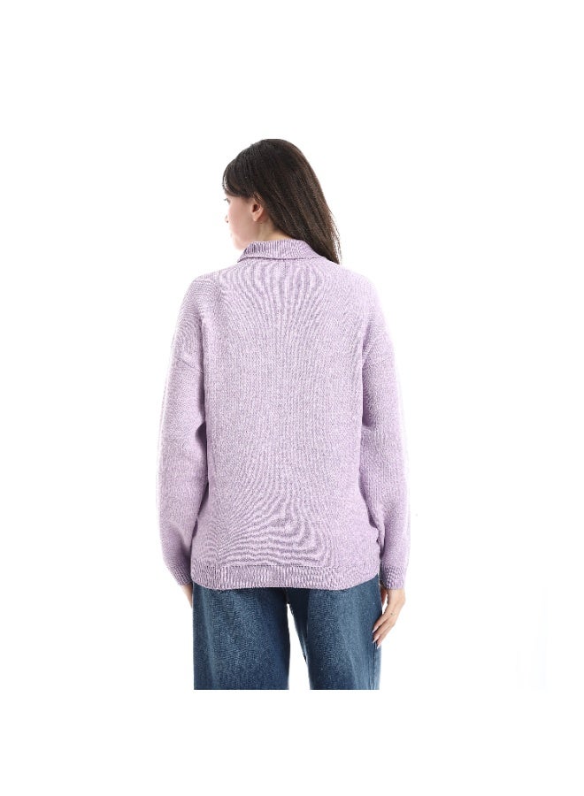 Caesar Women's wool pullover with a high neck and heart print - Image 4