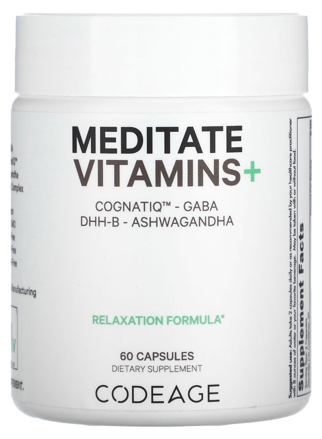 Codeage Meditate Vitamins+ CognatiQ GABA DHHB Ashwagandha 60 Capsules