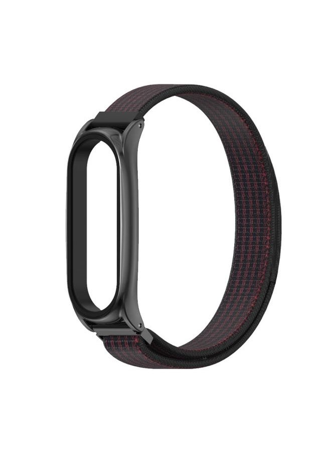Generic Replacement Strap For Xiaomi Mi Band 6 / 5 / 4 / 3 Mijobs Nylon Loop Plus Watch Band Watch Band Black Red 