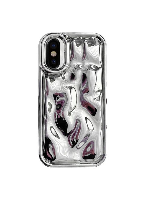 Case Cover For iPhone X / XS Electroplating Meteorite Texture TPU Phone Case Silver