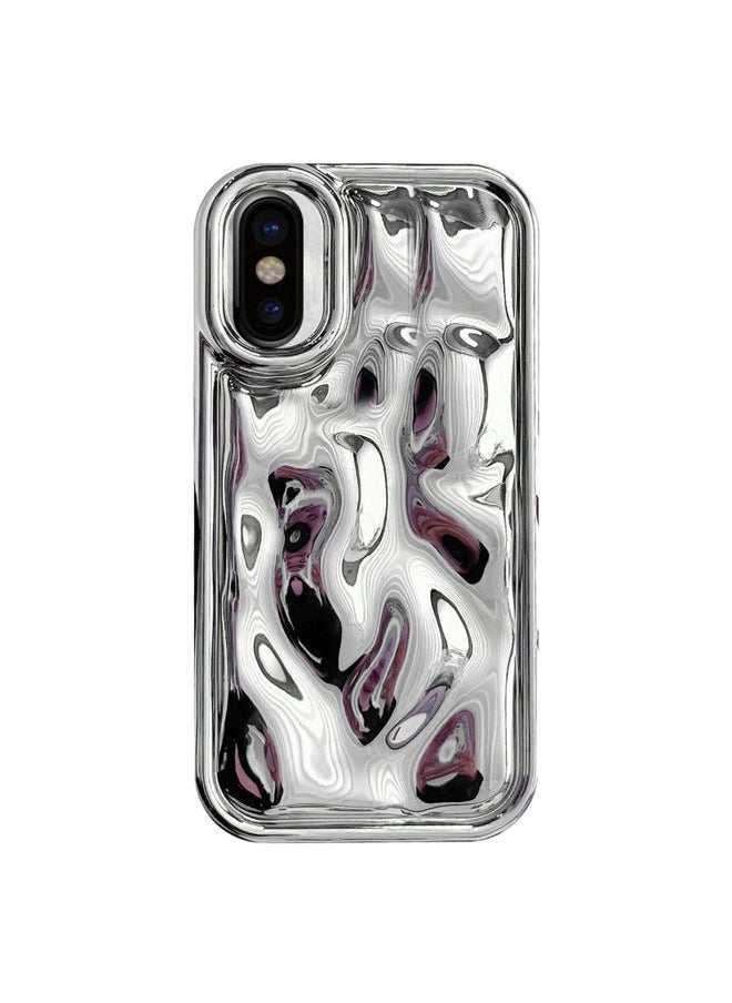 Generic - Case Cover For iPhone X / XS Electroplating Meteorite Texture TPU Phone Case Silver - Image 1