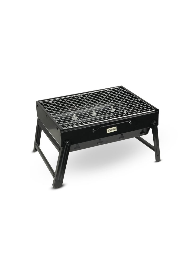 Portable Folding Barbecue Grill Compact Charcoal BBQ Grill Foldable Outdoor Camping Picnic Grill HW3980 Black