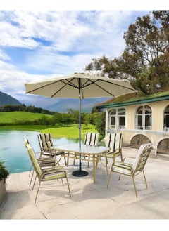 l'elefante Outdoor Glass Dining Table Set with 6 Patio Chairs & Umbrella (90x150 cm) – Heavy Duty Garden Furniture for Balcony, Terrace, Lawn, Backyard, Café & Restaurant Use | Weatherproof Outdoor Table & Chair Set  - Image 2