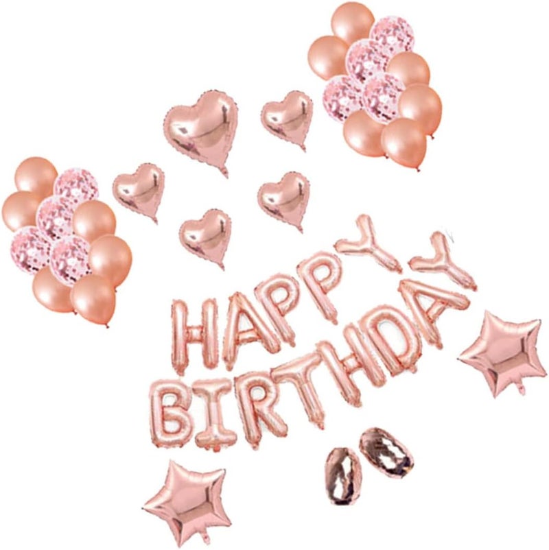 klarako 1 set Rose Birthday Background Banner Confetti Party Heart Home Ting Outdoor Accessories Happy Decorative Baby Balloons for of Decor Letter Shower Gold Helium - Image 1
