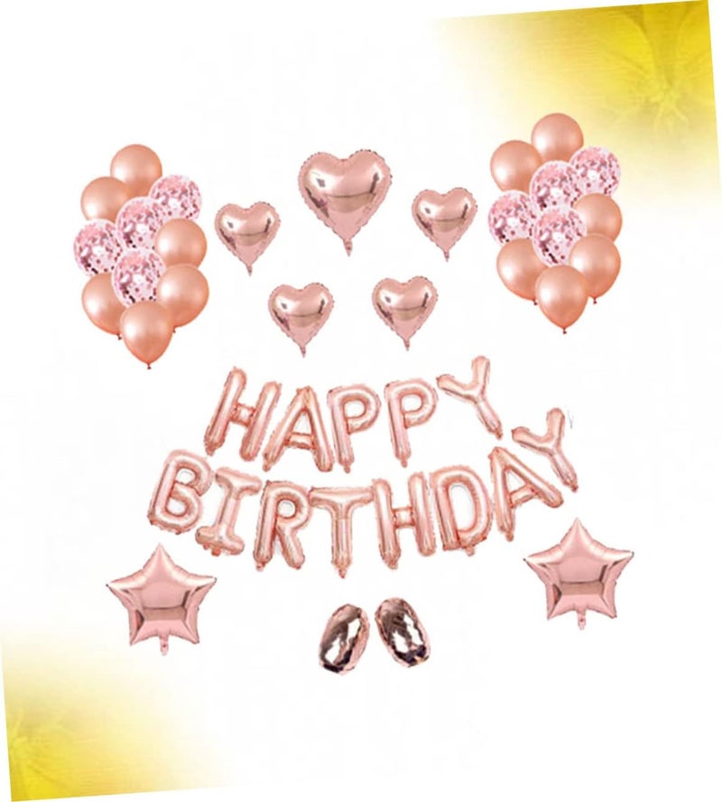 klarako 1 set Rose Birthday Background Banner Confetti Party Heart Home Ting Outdoor Accessories Happy Decorative Baby Balloons for of Decor Letter Shower Gold Helium - Image 3