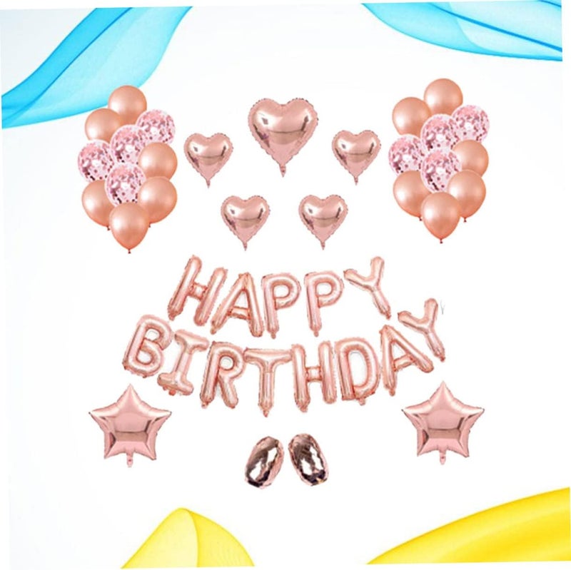 klarako 1 set Rose Birthday Background Banner Confetti Party Heart Home Ting Outdoor Accessories Happy Decorative Baby Balloons for of Decor Letter Shower Gold Helium - Image 2