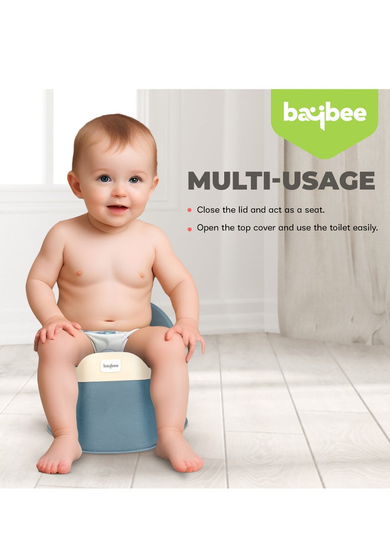 BAYBEE - Baby Potty Training Seat For Kids Baby Potty Seat Chair With Closing Lid And Removable Tray Potty Trainer Seat For Toddlers Potty Seat For Baby 0 To 3 Years Child Boys Girls Blue - Image 1