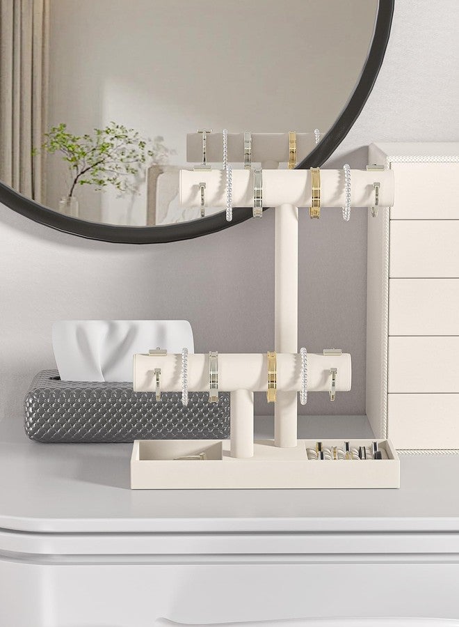 Ausalivan Bracelet Holder Stand,Bracelet Organizer Display for Selling,Bangle Organizer for Women,Watch Storage Holder for Men,Jewelry Business Supplies (Beige, 2 Tier) - Image 4