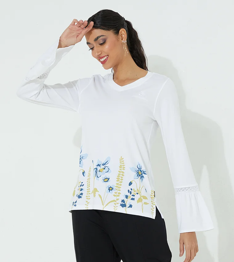 بيفرلي هيلز بولو كلوب تيشيرت بطبعة زهور بياقة على شكل حرف