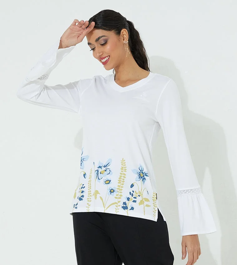 Floral Printed V-Neck T-shirt