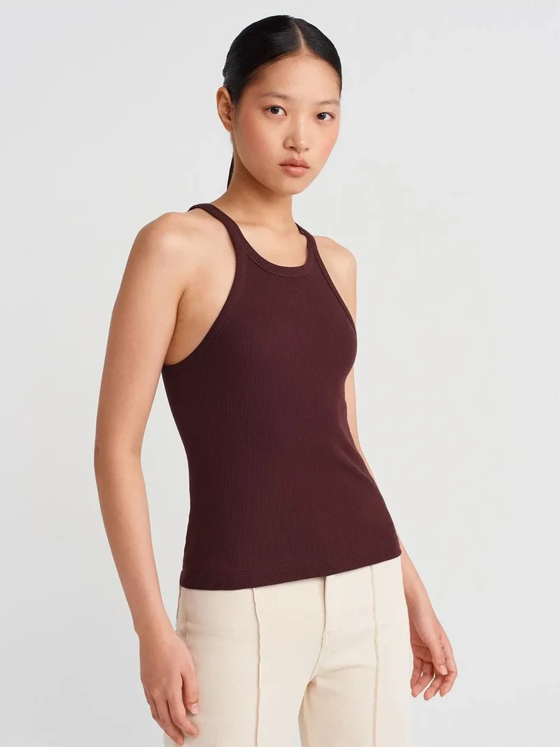 ديلفين Dilvin Ribbed Cotton Sleeveless Cami Blouse