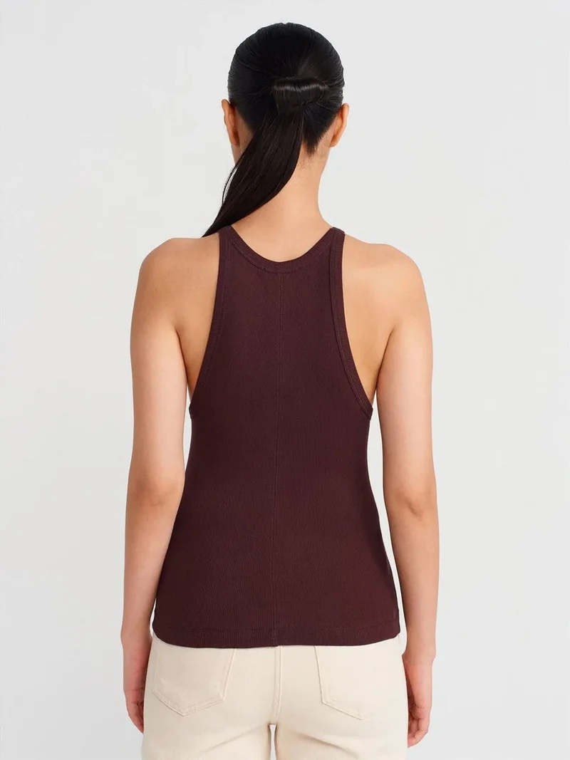 ديلفين Dilvin Ribbed Cotton Sleeveless Cami Blouse
