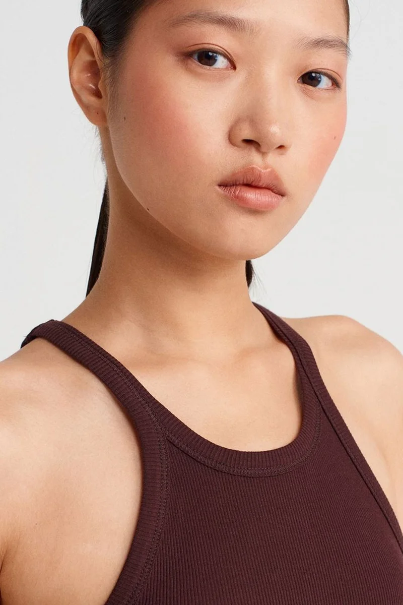 Dilvin Burgundy Red DILVIN Ribbed Cotton Sleeveless Cami Blouse for Women | Best Price UAE