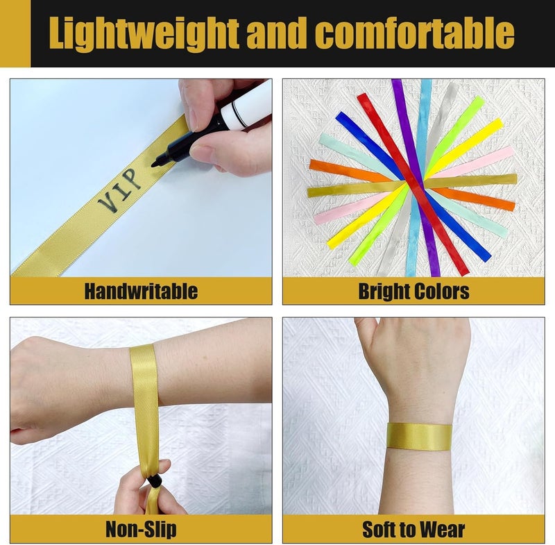 Comflora 100 Pcs Cloth Event Wristband, Disposable Wristbands for Events, Colored Wristbands Events,for Lightweight Concert,Club Entrance Wrist Strap Party Wristband Event (Color : Gold) - Image 3