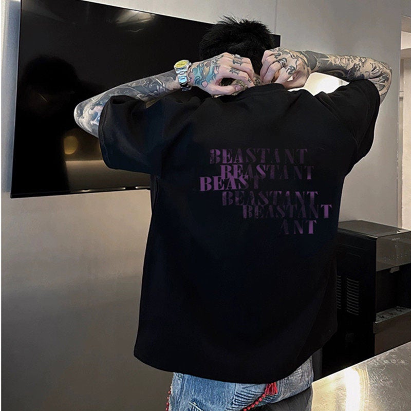 100% cotton American fashion brand ins high street style short-sleeved t-shirt summer men's five-minute sleeve heavy casual top - Image 2