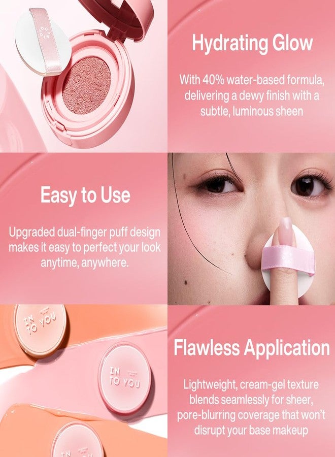 INTO YOU Cream Blush Air Cushion for Cheeks Eyes, Moisturizing, Lightweight, Dewy Finish Face Makeup, Long Wearing, Buildable, Blendable, Pigmented Liquid Blush, for All Skin Tones, Cheeky Melon - Image 4