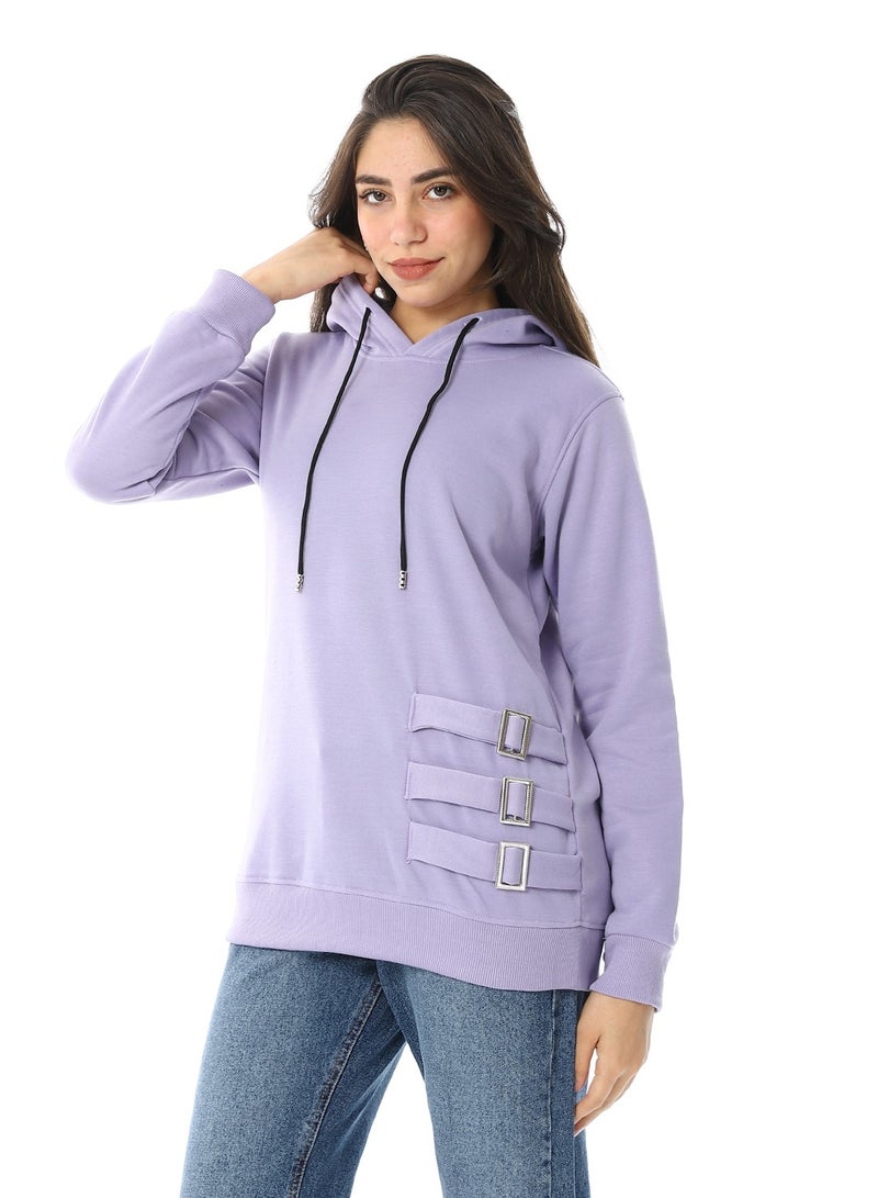 سيزار هودي حريمي سادة مزود باكسسوارات من الأمام - Image 3