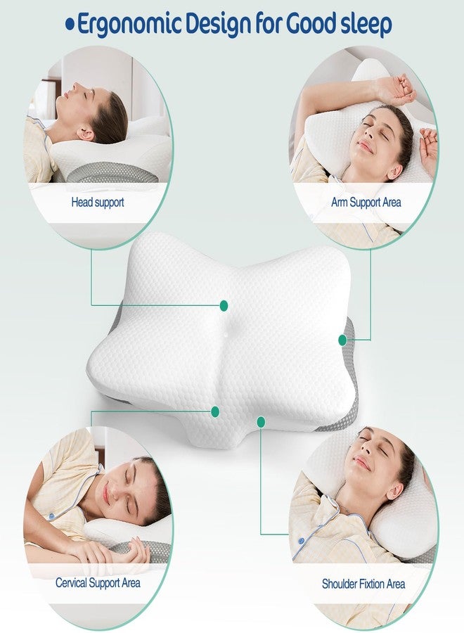 JOYENERGY Ergonomic Cervical Pillow for Neck and Shoulder Pain Relief - Memory Foam Contour Pillow with Dual Heights, Cooling Breathable Pillowcase, Orthopedic Support for Side, Back, Stomach Sleeper - Image 2